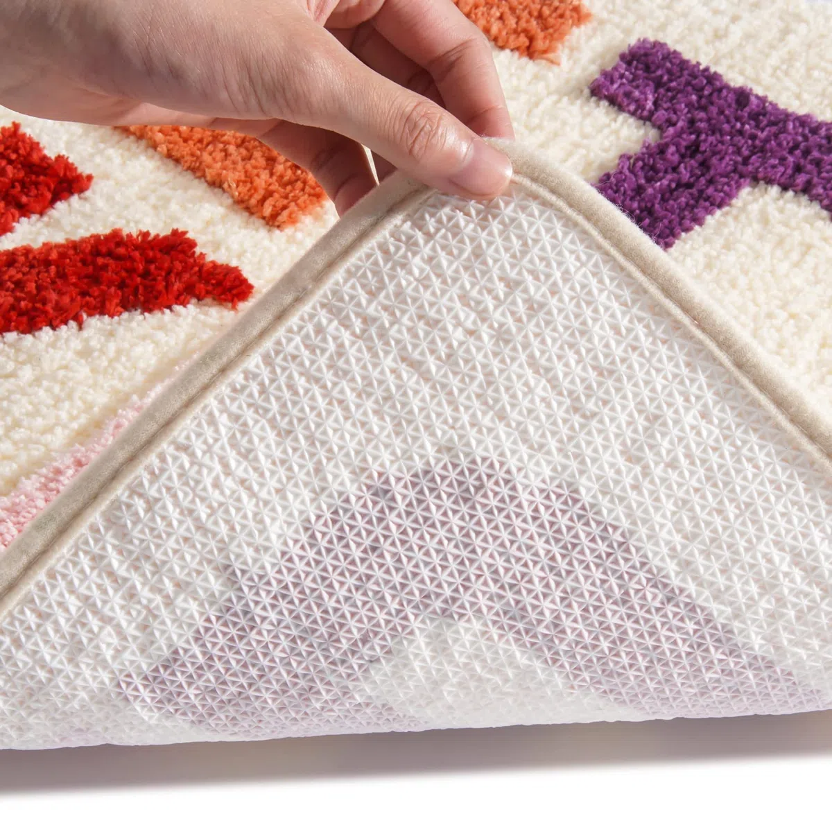 QJHOMO Beige Badezimmerteppich Bunt Badematte rutschfest Waschbar Badteppich Spaßig Badvorleger Weiche Mikrofaser Duschvorleger Absorbierende Badezimmer Teppich 50 x 80 cm