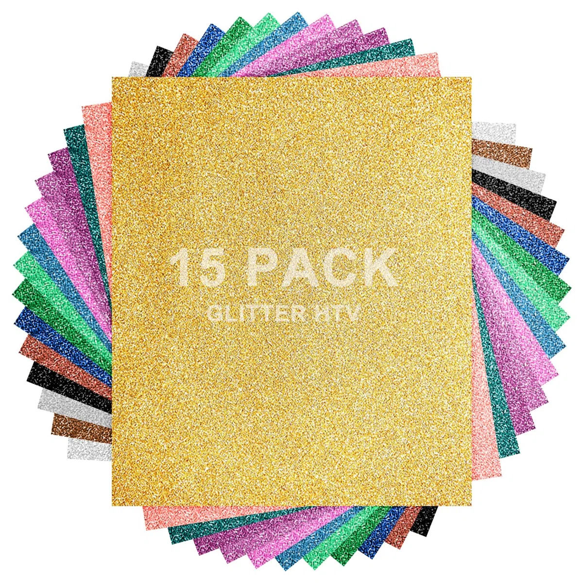 15 Farben Glitzer Plotterfolie Textil, 30.5 cm*25.4 cm Heat Transfer Vinyl, Flexfolie Plotter Textil, Transferfolie Plotter Flexfolie, Textilien Transferfolie zum Aufbügeln DIY T-Shirt & Stoffe