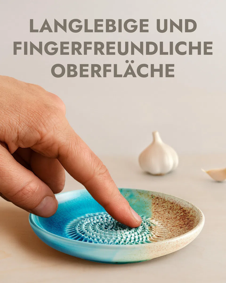 evergrate Keramikreibe im Motiv Ocean mit Küchenpinsel und Rezeptheft