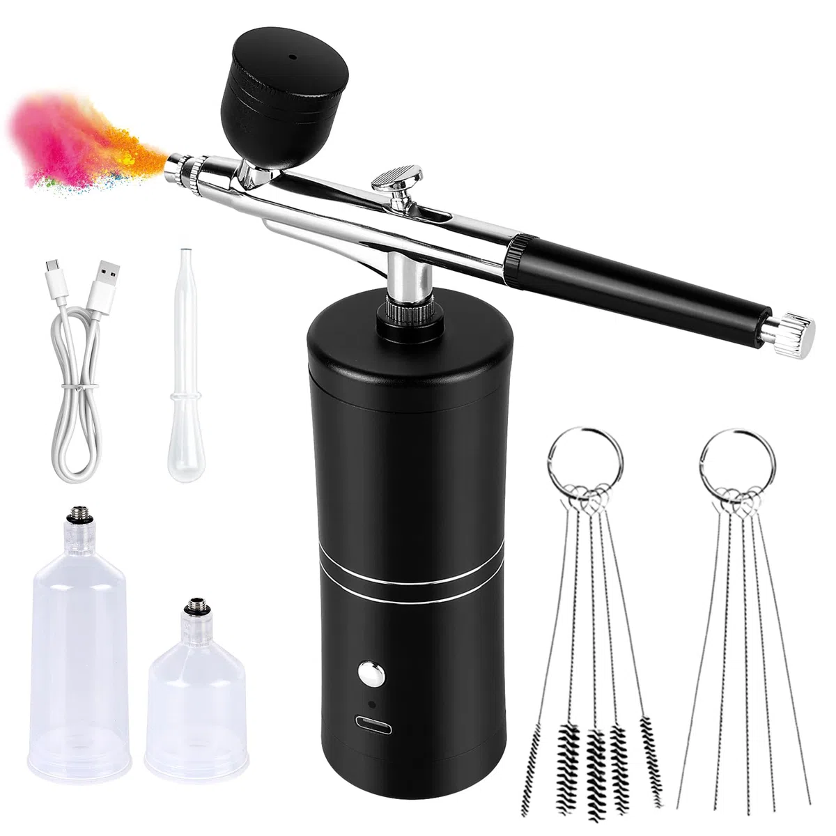 Airbrush Set Mit Kompressor,Wiederaufladbare Airbrush,Tragbare Air Brush Kompressor-Set,Wireless Airbrush Set For Makeup,Kuchendekoration,Nail Art,Tattoo-Modellierung,Wiederaufladbar