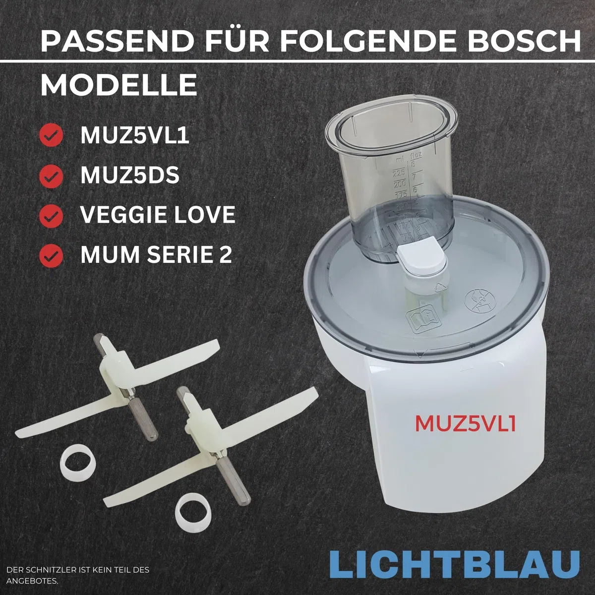 LICHTBLAU Mitnehmer Flügelrad 630760 00630760 2er Set MUM5 | Passend für MUZ5DS, MUZ5VL Veggie Love und Bosch MUM Serie 2
