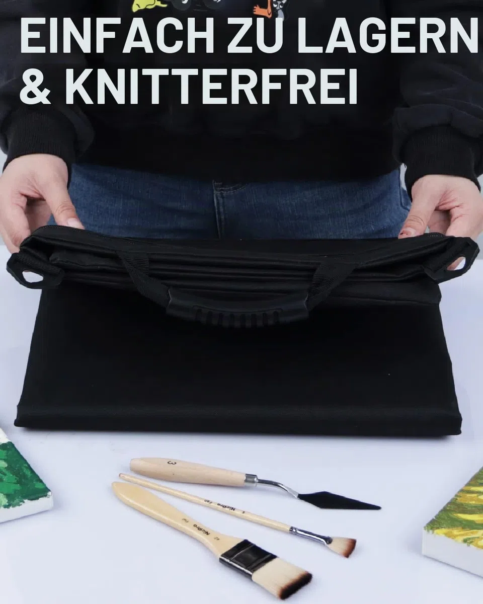 Nicpro Leichte Kunst Portfolio Tasche, Schwarze Leinwand Zeichenbrett Tasche mit Abnehmbarem Schultergurt, Zeichentasche für Kunstwerke, Poster, Skizzieren und Zeichnen