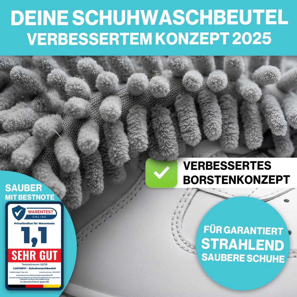Schuhwaschbeutel Waschmaschine 39x19cm (2 Pcs) Testsieger, Extra Schonend, ALLE Schuhe & Größen, wiederverwendbar | Wäschenetz Schuhbeutel Schuhnetz Waschbeutel ideal für saubere Schuhe & Sneaker