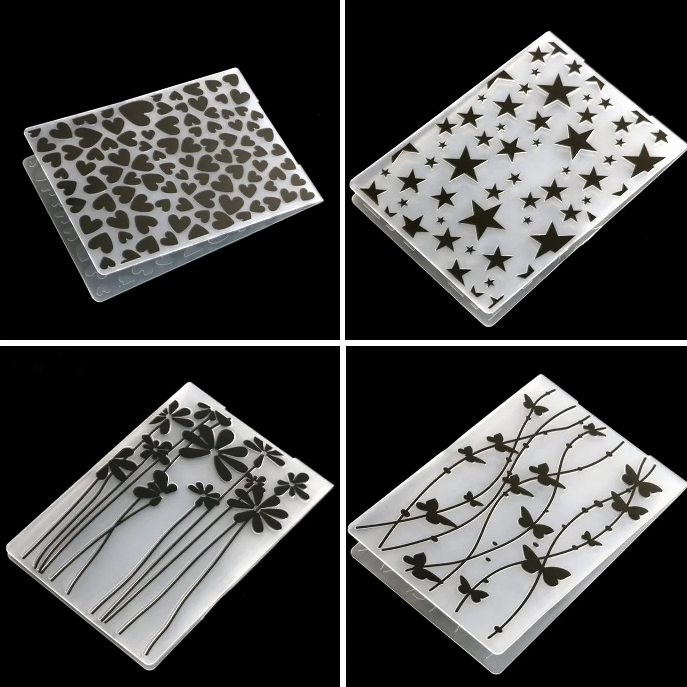 12 Stück Prägeschablone Kunststoff Prägefolder,Plastic Embossing Folders for Card Making Photo Album Scrapbooking Decoration, Grass and Wood(14.8 x 10.5 cm)