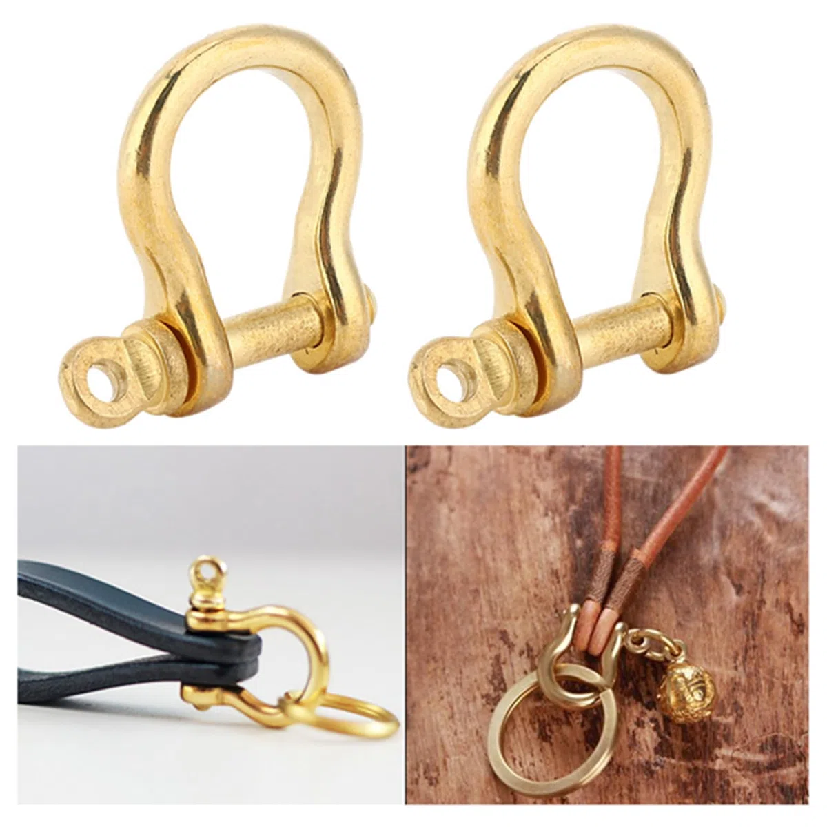 Yctze Anker Shackle, Reines Messing U-Type Fob Schlüsselring Haken Goldene Verbindungsschnalle 10mm - Bow Shackle, Messing Shackle, U Shackle