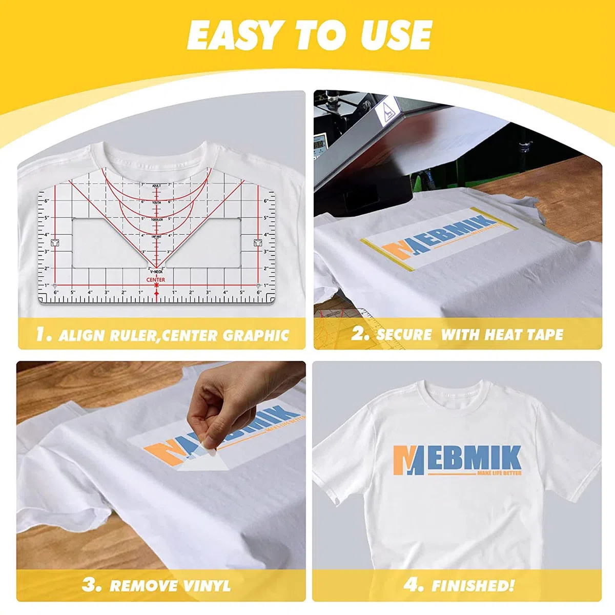 T-Shirt Lineal Guide for Alignment T-Shirt Ruler Alignment Tool Placement T-Shirt Guide Ruler Tool for Heat Press T-Shirt Ruler Guide All Sizes for Heat Press