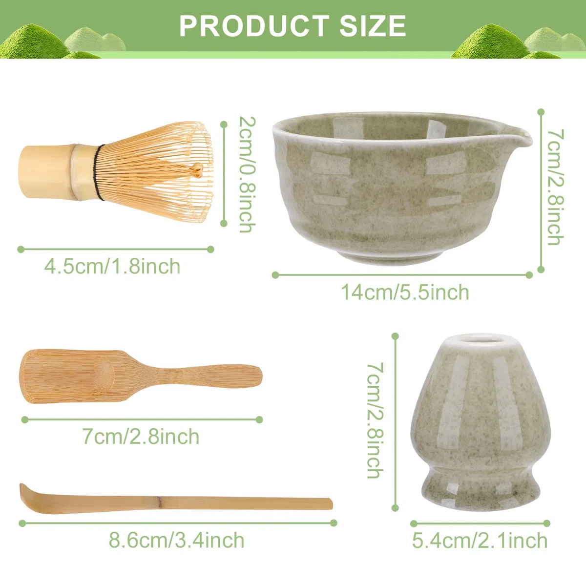 Matcha Set mit Matcha Besen, Matcha Schale mit Ausgießer, Besenhalter aus Keramik und Löffel, 5-teiliges Matcha-Set für Matcha-Liebhaber Entwickelt