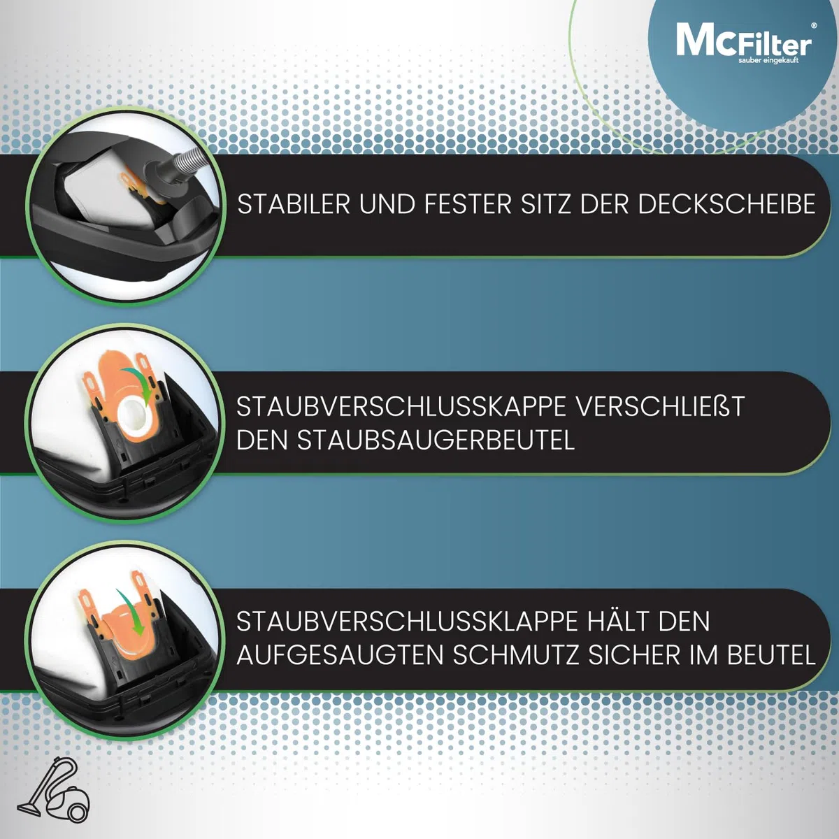 20 Staubsaugerbeutel kompatibel mit Siemens VS06A111 und VS06B1110 synchropower Staubsauger (Serie VS 06), 5-lagiger Staubbeutel mit Hygieneverschluss, Beutel-Typ BS 216m inkl. Filter