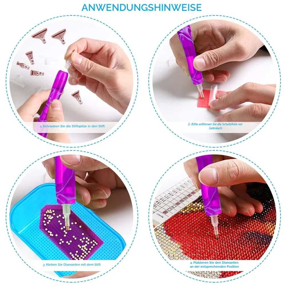 Senhai 45 Stück Diamond Painting Stift aus Edelstahl und Kunststoff, Stahlspitzen, Diamond Painting Zubehör, Werkzeuge für DIY-Malerei, Handwerk