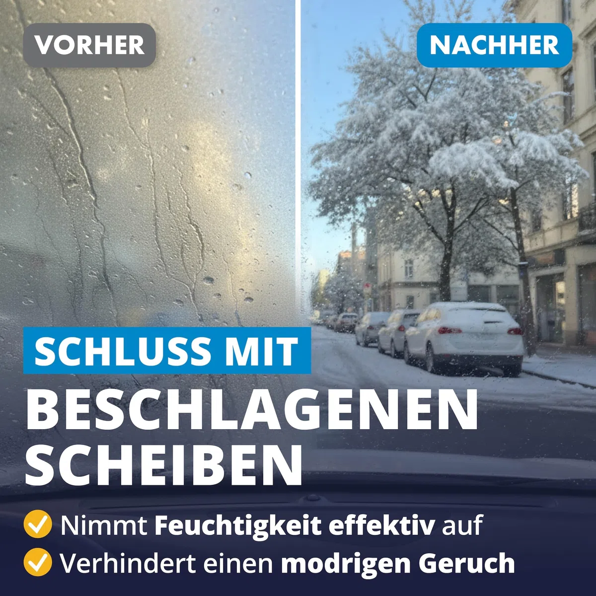 LICARGO Luftentfeuchter Auto 1 kg - Beschlagfreie Scheiben & klare Sicht - Auto Entfeuchter extra stark mit Naturgranulat, wiederverwendbar - gegen Feuchtigkeit & Schimmel im Autoinnenraum
