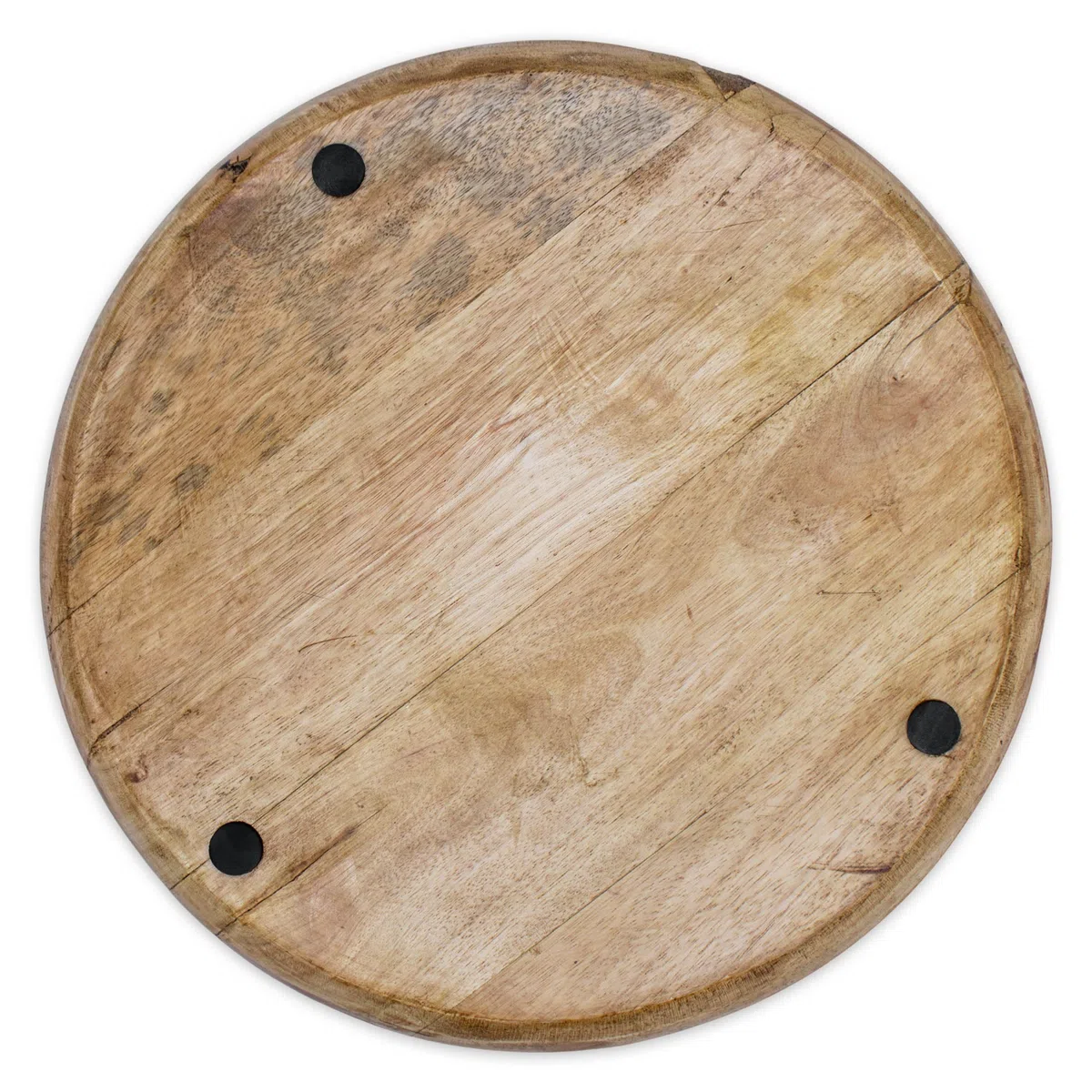 Mangoholz Servierplatte Natur lebensmittelecht - 37cm - Massivholz Dekotablett rund groß - Serviertablett Kerzentablett Tisch Deko Holz Tablett Weihnachten Advent Hochzeit Geschenke Dekoration