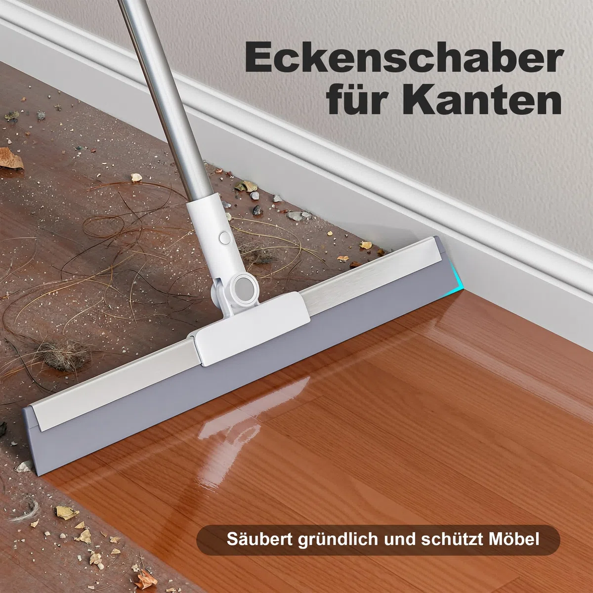 CTIME Wasserschieber Bodenabzieher - höhenverstellbarem Stiel (bis 1475mm) und 40 cm Silikonlippe. Entfernt Wasser und Haare effizient von allen glatten Oberflächen in Bad, Küche, Garage und Terrasse.