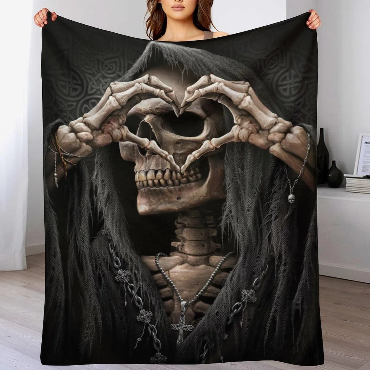 Gothic, Skelett Kuscheldecke Couchdecke Decke Aus Flannel - Tagesdecke Wohndecken Für Sofa, Couch Oder Als Bettüberwurf - Waschbare Decke（100×130cm）