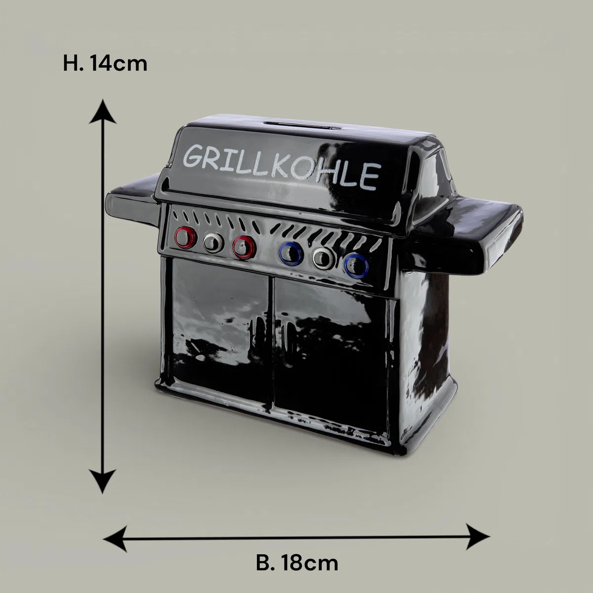 GILDE Spardose Mann Grill Geschenke für Männer – Sparschwein Grill Kohle Geschenke für Männer Geschenkidee für Papa Schwarz 18 x 5,5 cm Höhe 14 cm