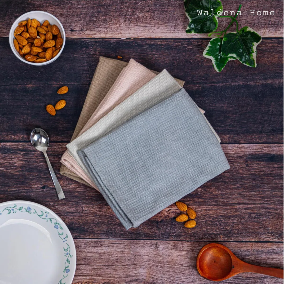 Geschirrtücher 100% Baumwolle | 4er Set Waffelstruktur Küchentücher 45x65 cm | Spültücher & Trockentücher in 4 Farben | Saugfähig & Fusselfrei | Oeko-Tex Zertifiziert
