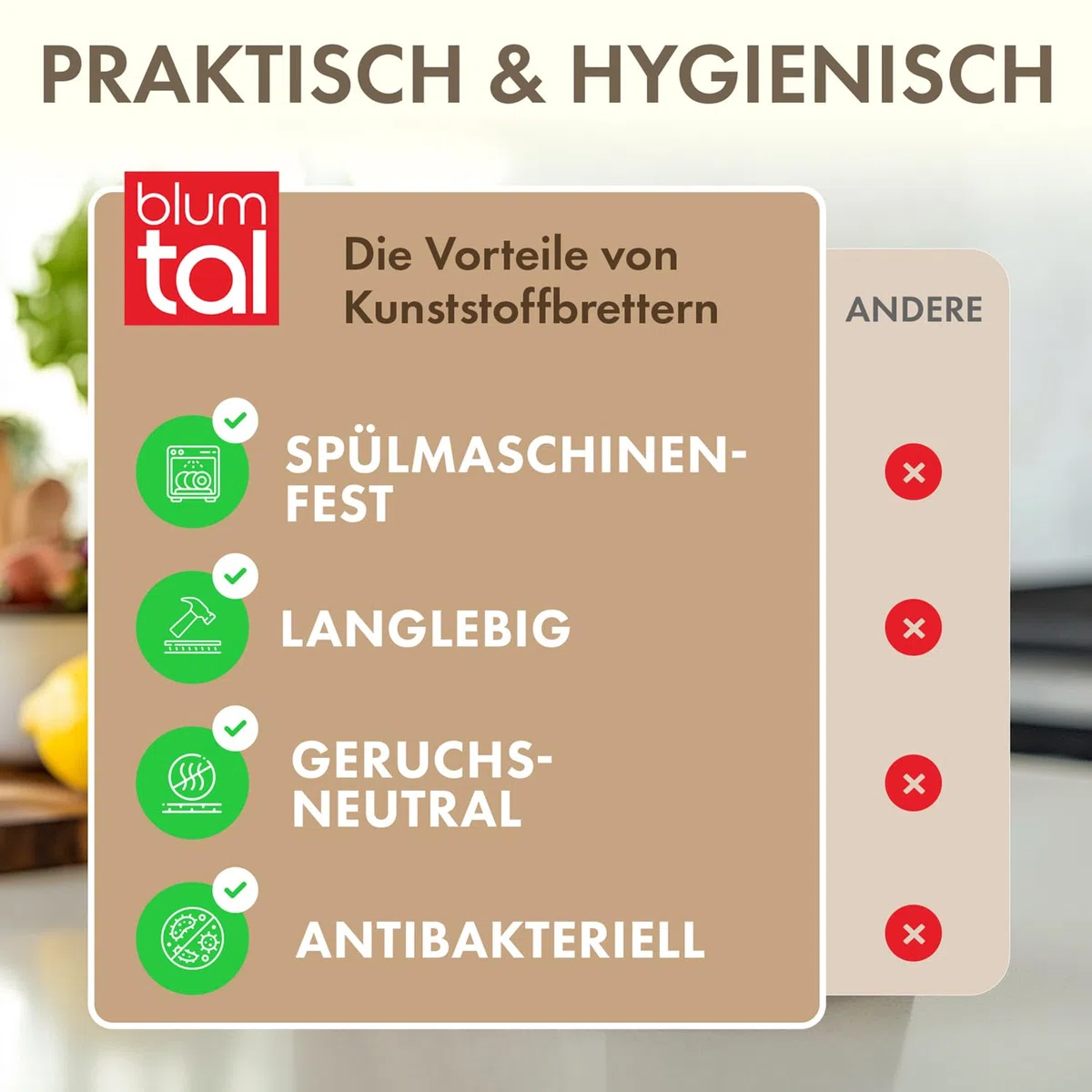 Blumtal Schneidebrett Set mit 3 Größen (S/M/L) - Schneidebrett Kunststoff groß + Saftrillen & Griff - Cutting Board - Schneidbrett BPA frei langlebiges Küchenbrett Schwarz