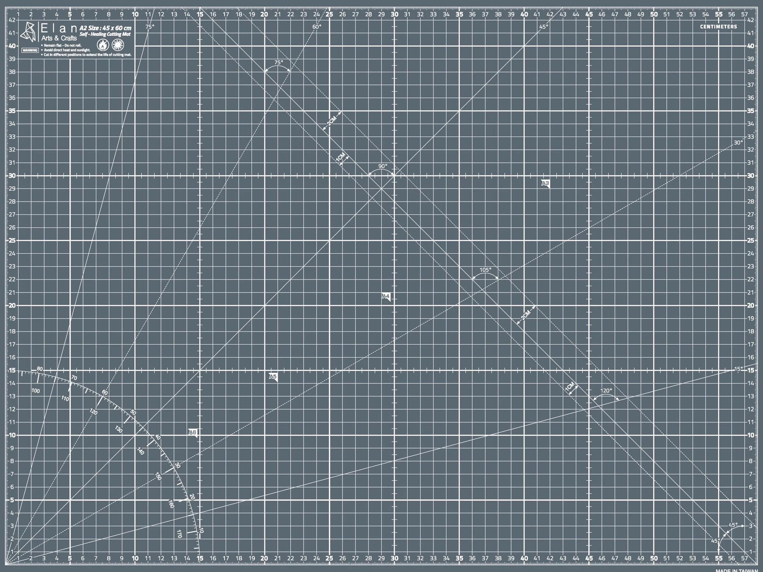 Elan Schneidematte A2 Grau, 5-lagige Schneidematte 45x60 Selbstheilend, Bastelunterlage Schnittfest A2, Cutting Mat 45x60, Schneideunterlage Basteln