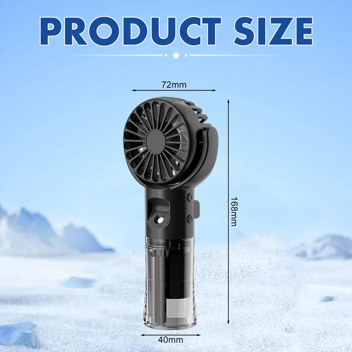 Handventilator mit Wasserkühlung, Tragbarer Handventilator USB Wiederaufladbarer, 4 Geschwindigkeiten, Mini Ventilator mit Wasserkühlung Hand, Ventilator Akku Hand Fan für Reisen Büro (Schwarz)