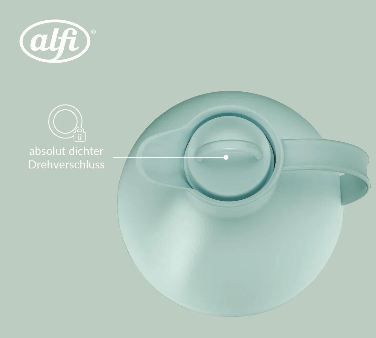 alfi KUGEL Isolierkanne mintgrün 0,94l, 12h heiß & 24h kalt, hygienischer Hartglaseinsatz, Drehverschluss, ideal als Kaffeekanne, Teekanne
