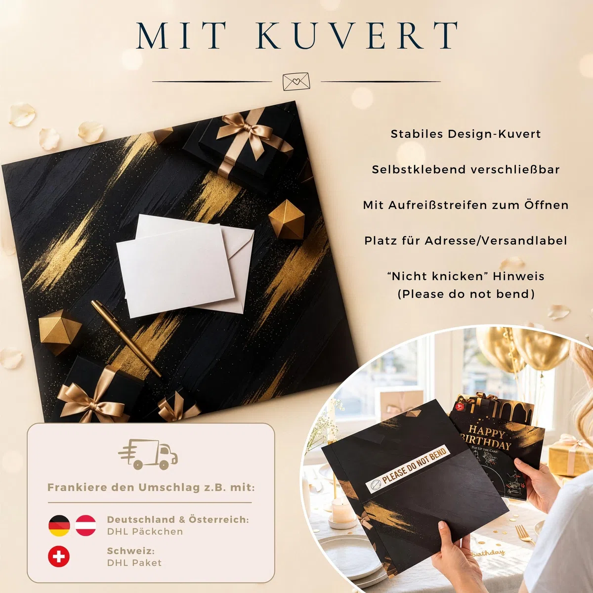 Joli Coon Geburtstagskarte mit Musik und Licht und ausblasbarer Kerze - Geburtstagsgeschenk für Männer - 3D Pop up Geburtstagskarte - Happy Birthday Karte mit Musik - 20 x 24 cm
