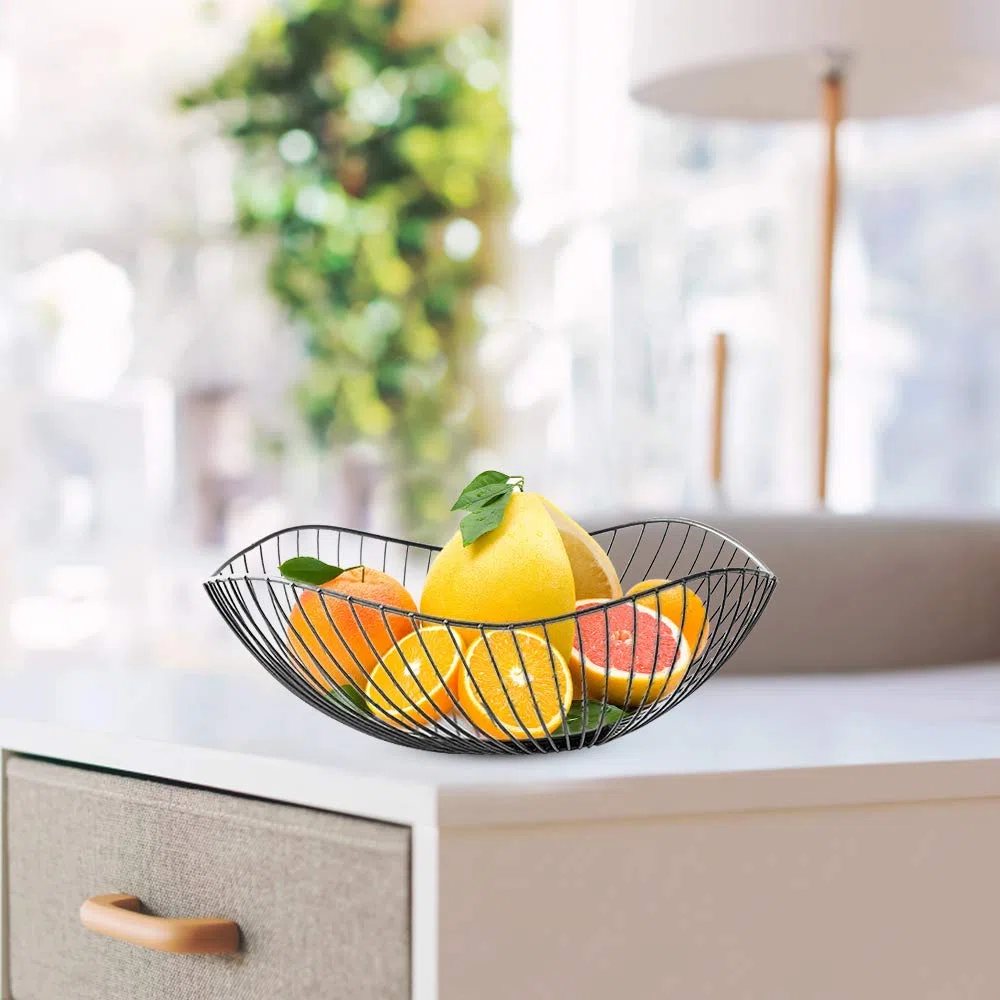 Obstschale Gold, Obstkorb Gold Metall Openwork Fruit Basket für Obst Snack Gemüse Handtücher Fruit Basket 25x10cm