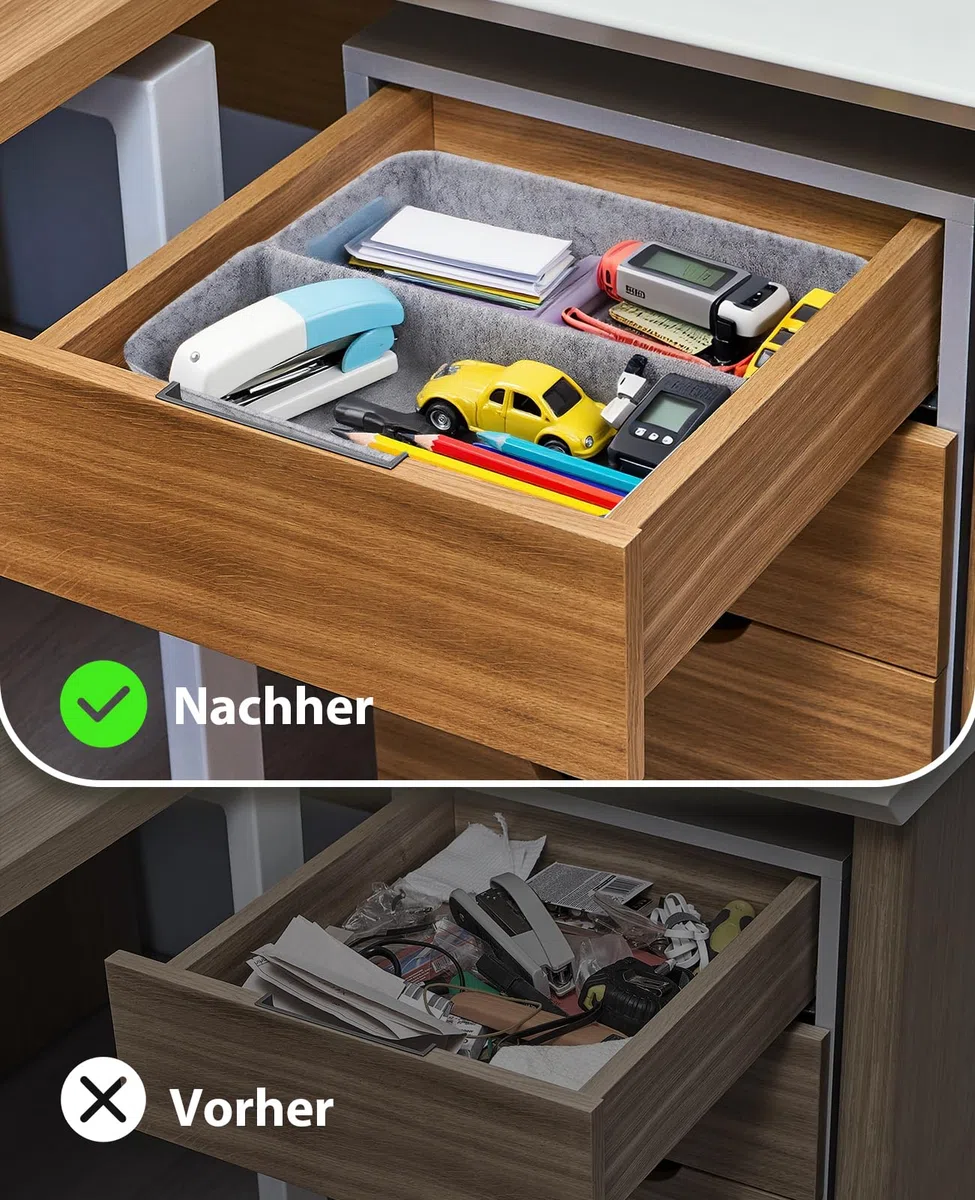 Schubladen Organizer, 9 Stücke Filz Schubladenbox Ordnungssystem für Schminktisch/Schreibtisch/Büro, Aufbewahrungsboxen Set in 4 Größen