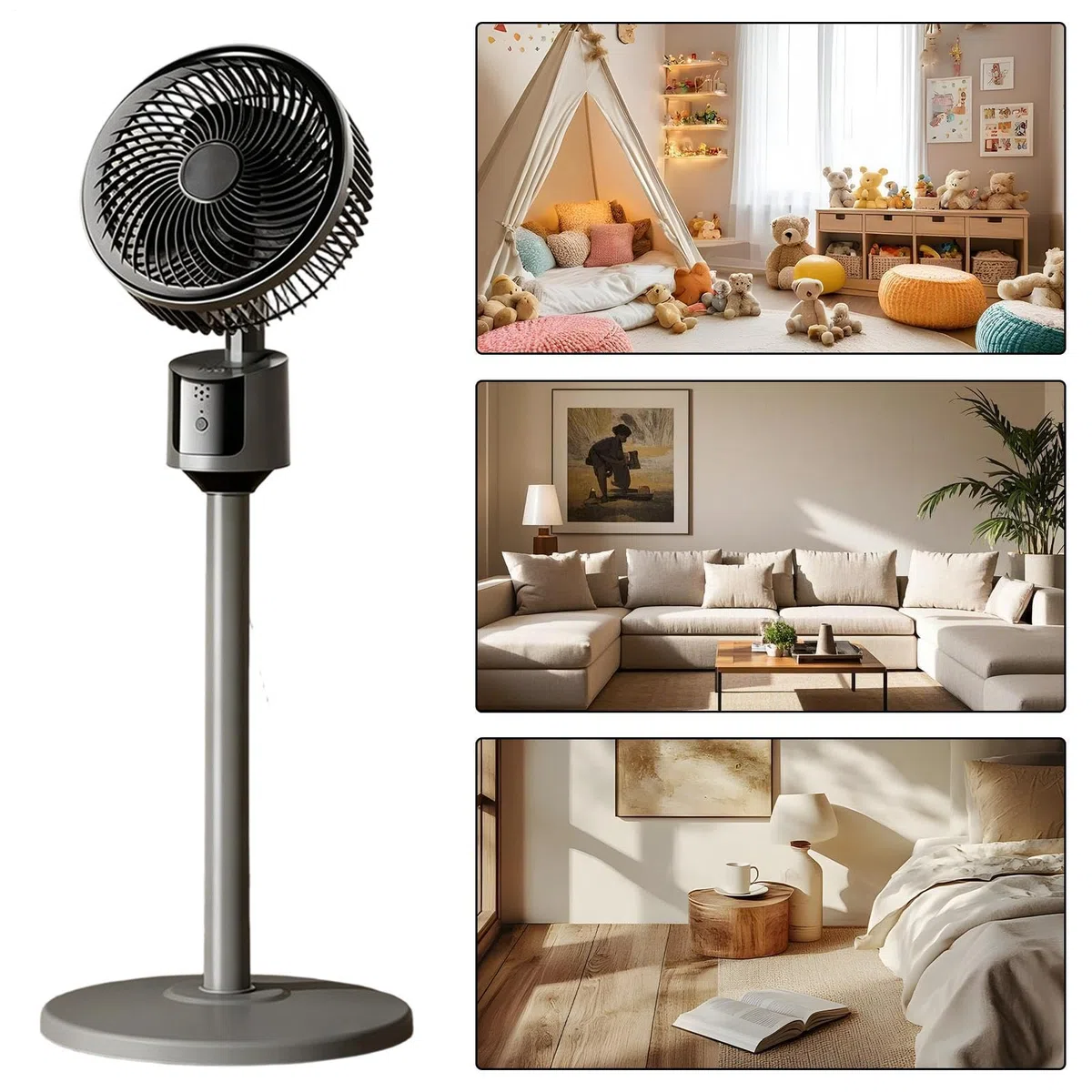 Schlafzimmer-Ventilator, großer leistungsstarker Luftkühler, 3 Geschwindigkeiten, USB-betrieben, stehender Zirkulator, leises Belüftungsgerät, tragbares Brisesystem für Schlafzimmer, Wohnzimmer, Büro