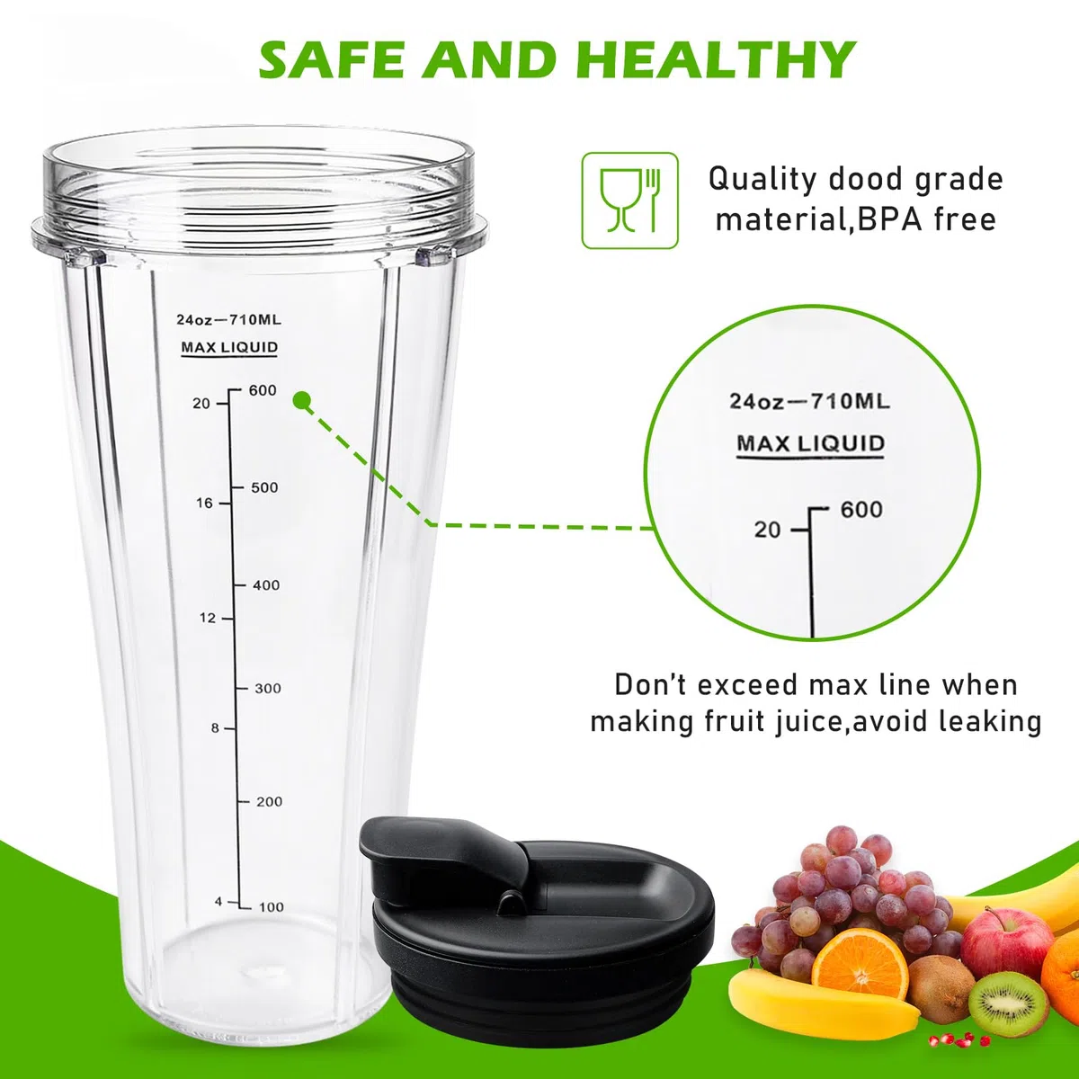 Mixer Ersatzteile Für Ninja, 2 Stück 710ml Cup Becher Ersatzteile Kompatibel SS100, SS101, SS300 Mixer, Ersatzteile FüR Ninja Mixer, Blender Becher, Ninja Mixer Ersatzteil, Blender Cups für Ninja