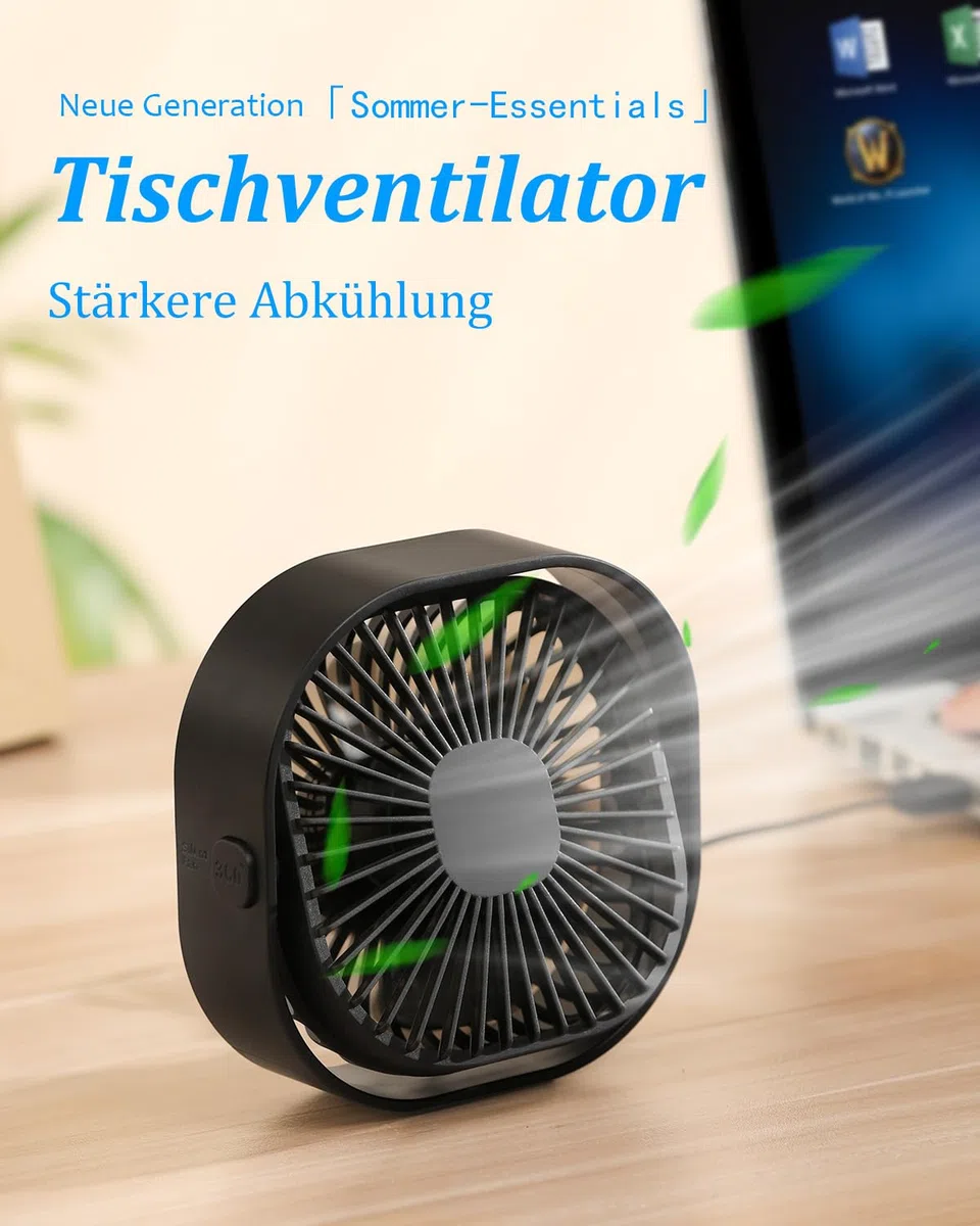 benpen Mini Ventilator USB Tischventilator Leise:Schreibtischventilator, Klein Aber Leistungsstark, Grow Klein Fan Mit 3 Stufe,USB Lüfter Pflanzen Schreibtisch Schlafzimmer Zuhause BüRo im Freien PC
