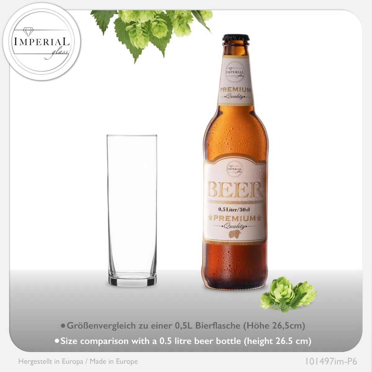IMPERIAL Kölschgläser aus Glas Set 6-Teilig 200ml (max. 250ml) Kölschstangen 0,2L Bierstangen Bierglas Spülmaschinenfest