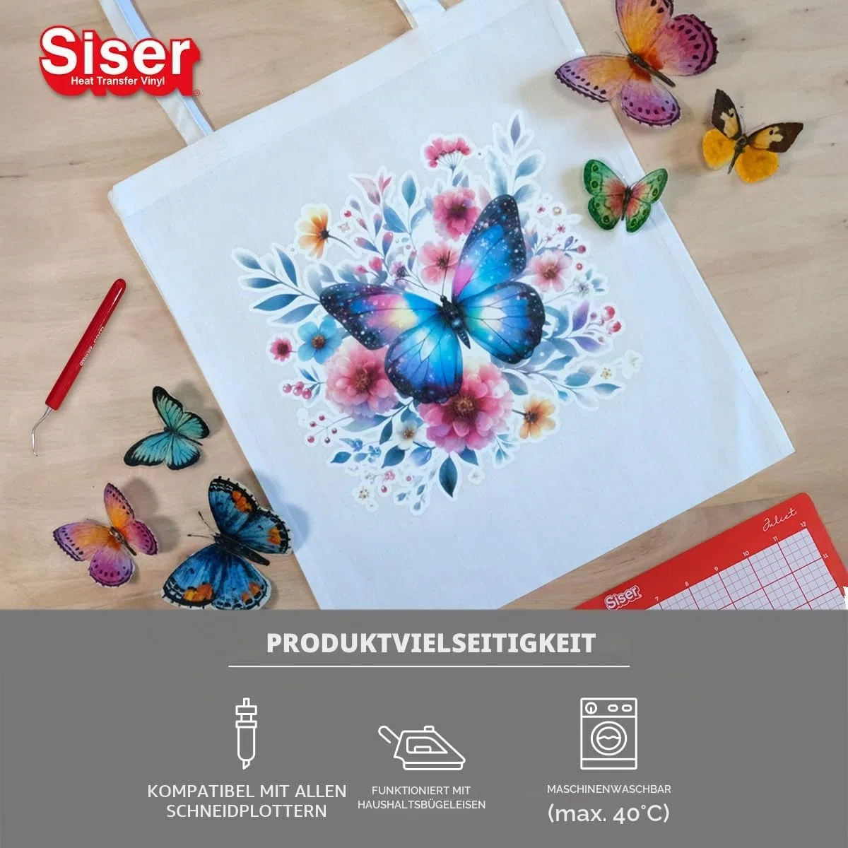 Siser Craft Pack Easy Color DTV - 10 Blatt A4-Thermovinyl-Set, kompatibel mit Tintenstrahldruckern, bedruckbares thermoklebendes Vinyl