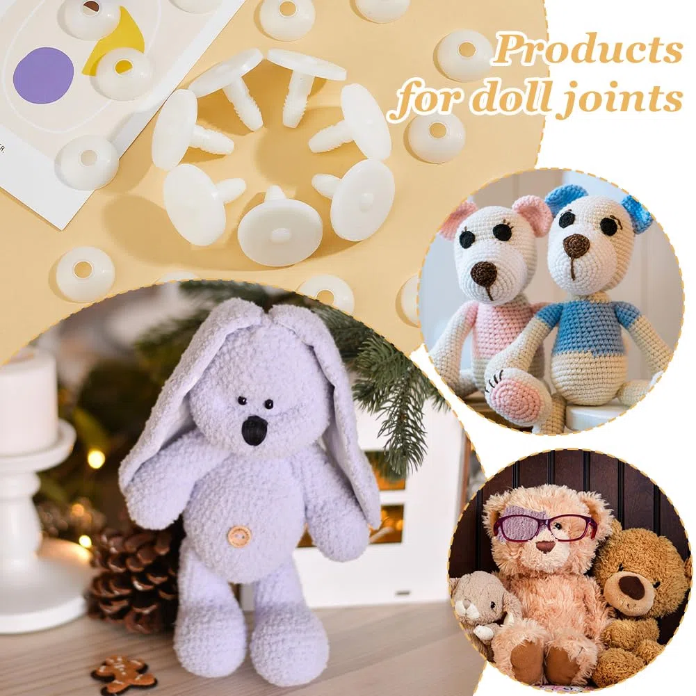 SUPERFINDINGS 16Satz Puppengelenke 16mm Sicherheitsgelenke Bewegliche Gelenke Kunststoffgelenke Für Amigurumi Häkelkörpergelenke Mit Unterlegscheiben Gliedmaßen Und Kopfgelenke