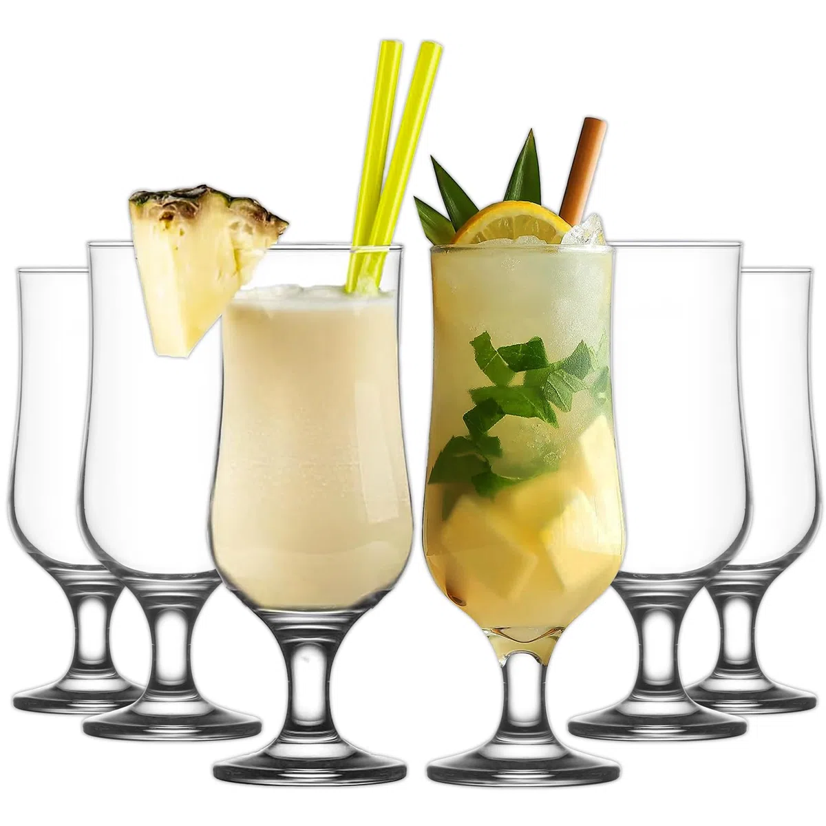 NORDIC SCHILLER Premium Cocktailgläser Set of 6, 385ml 100% BLEI FREI Hurricane Gläser, Für Eiskaffe, Cocktail, Cocktail Glas, Milchshake Glas, Pina Colada Gläser, Hurricanegläser, Biergläser