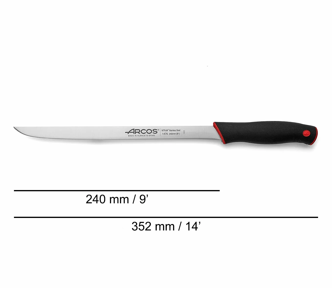 Arcos Flexibles Schinkenmesser - 240 mm NITRUM Edelstahlklinge - Ideal für Schinken und große Fleischstücke - Ergonomischer Griff - Serie Duo