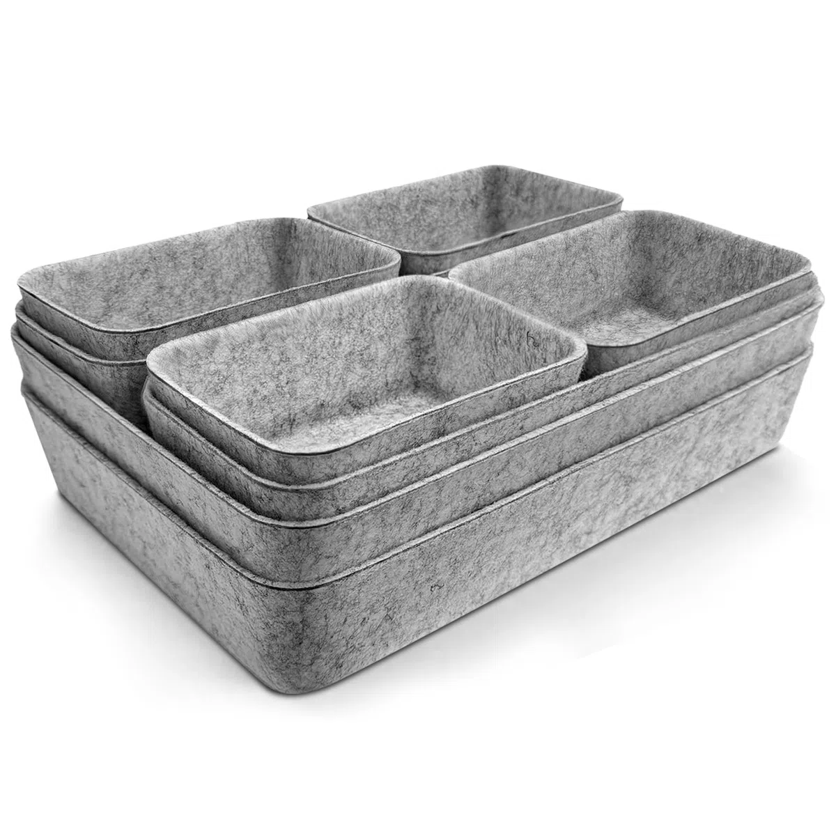 Captainfive 8 Stück Schubladen Organizer, Stapelbare Filz-Aufbewahrungsboxen, Schubladen Ordnungssystem für Schreibtisch, Schminktisch, Nachttisch, Schrank, Passend für IKEA (Hellgrau)