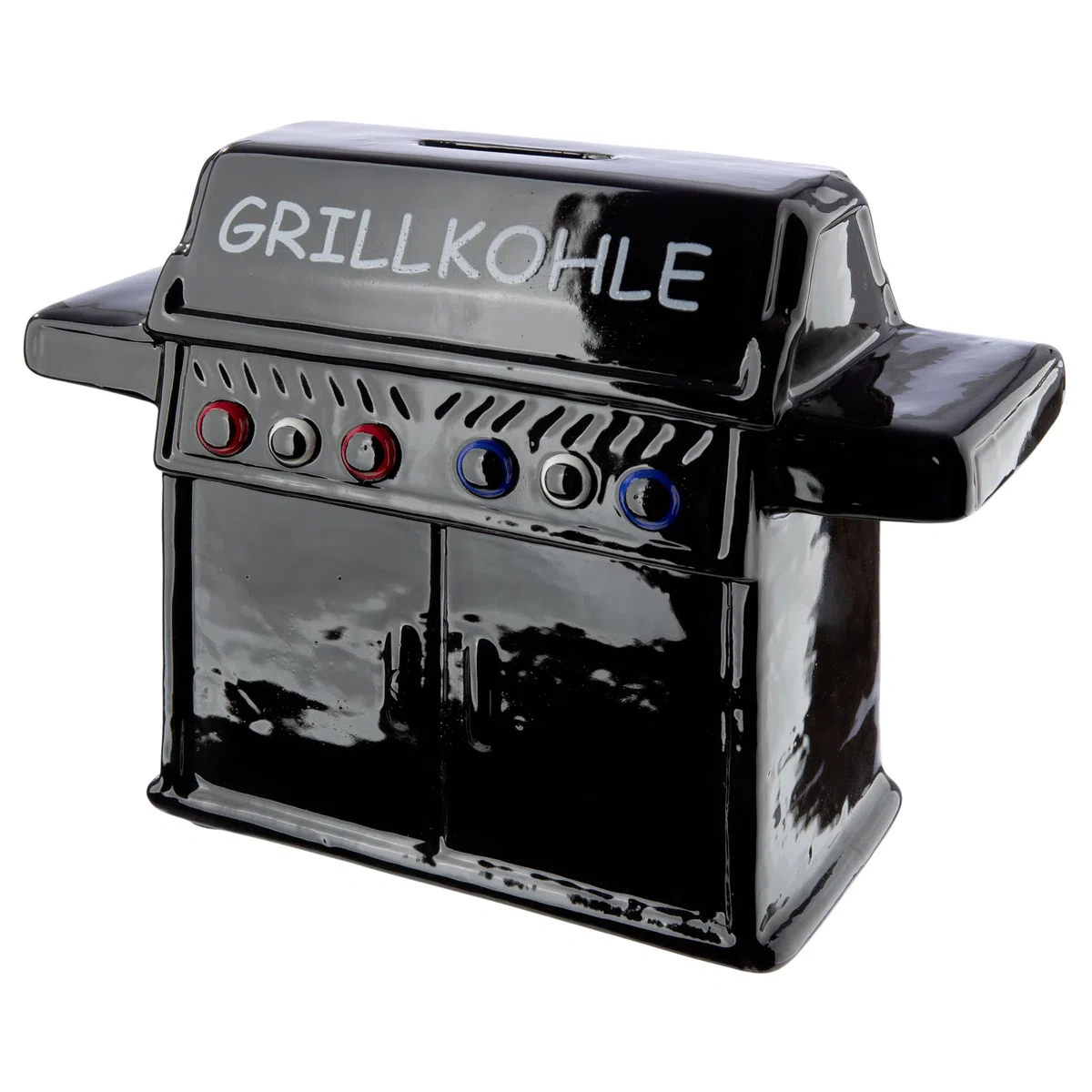 GILDE Spardose Mann Grill Geschenke für Männer – Sparschwein Grill Kohle Geschenke für Männer Geschenkidee für Papa Schwarz 18 x 5,5 cm Höhe 14 cm