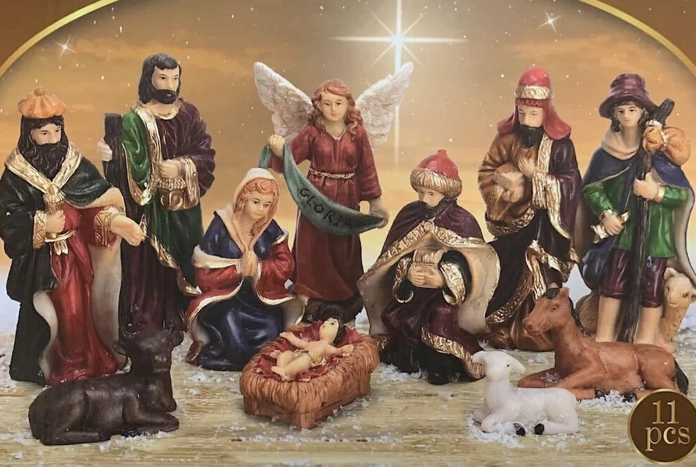 zeitzone Wunderschöne Krippenfiguren Set Handbemalt Weihnachten 11 teilig