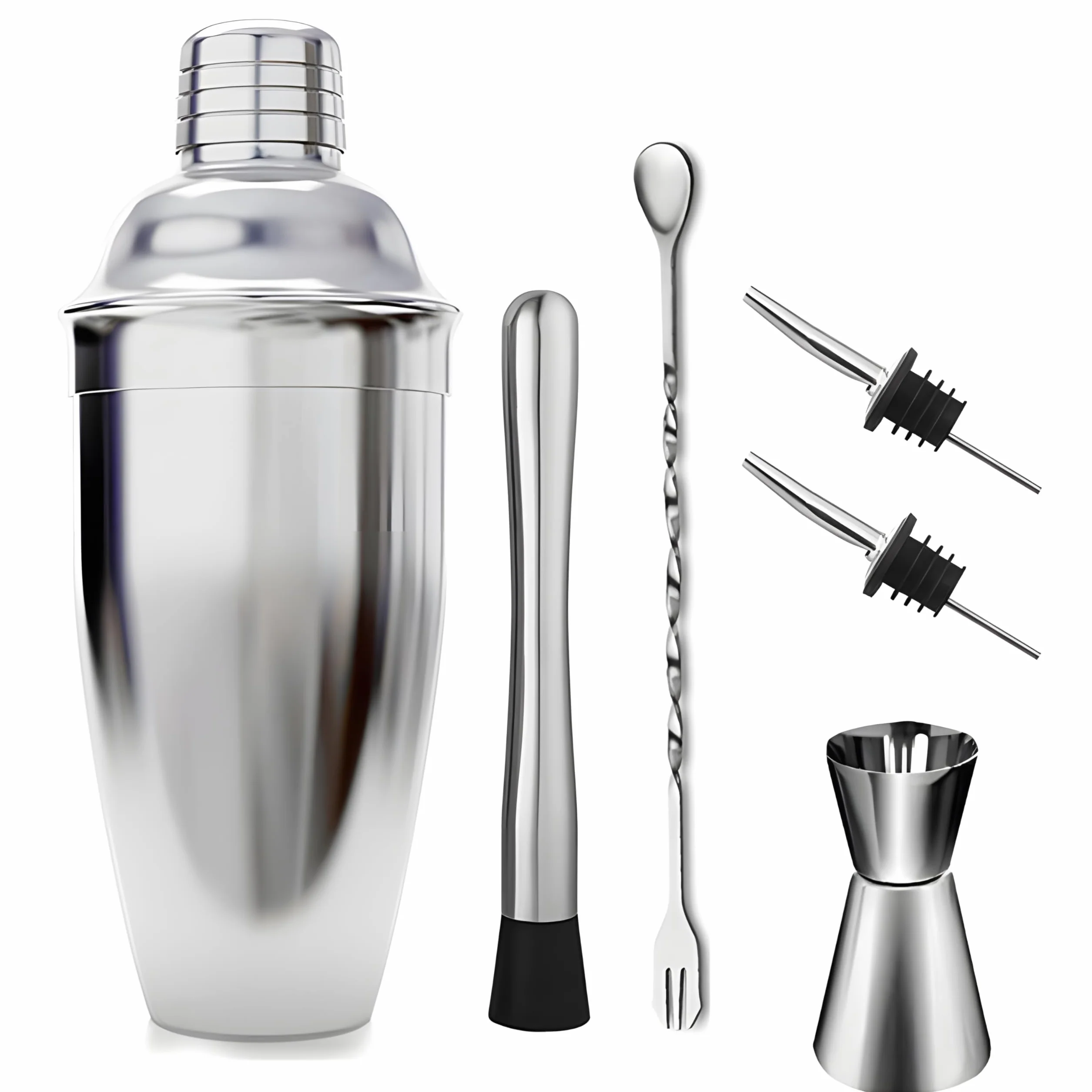 Retoo Cocktail Shaker Set, 6 Stück Edelstahl Cocktail Mix 750ML Bar Tools, Shaker Bar Zubehör, Professionelles Cocktail Mixing, Barware Set für Zuhause oder die Bar