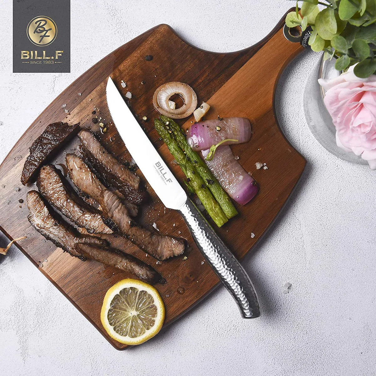 BF BILL.F SINCE 1983 Steakmesserset, 4-tlg. 4,5-Zoll-Steakmesser mit Wellenschliff und Edelstahlgriff