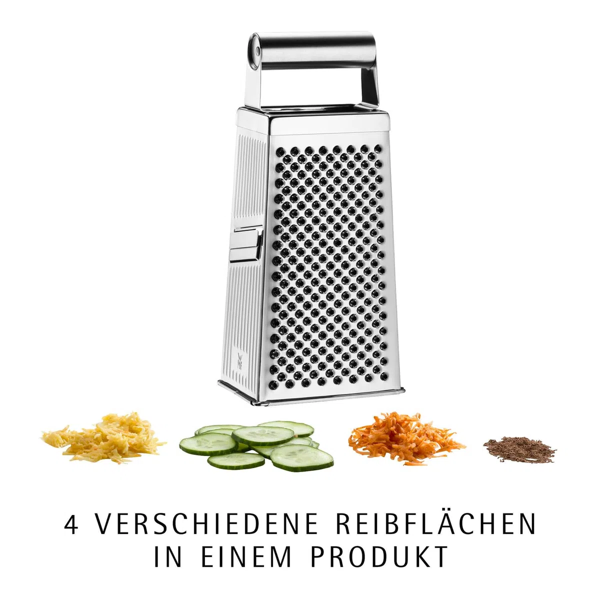 WMF Gourmet Vierkantreibe, 8 x 24 cm, Reibe Edelstahl, 4 Reibeflächen, ideal als Kartoffelreibe, Gemüsehobel, Cromargan, spülmaschinengeeignet