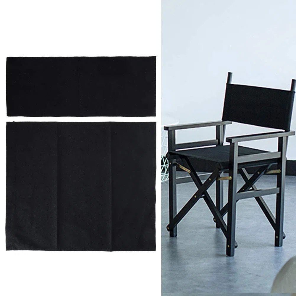 Ausla Direktorstuhl Ersatz-Sitzbezug Set, Schwarz, 2-teilig Leinwand Sitz und Rückenlehne mit Holzstab