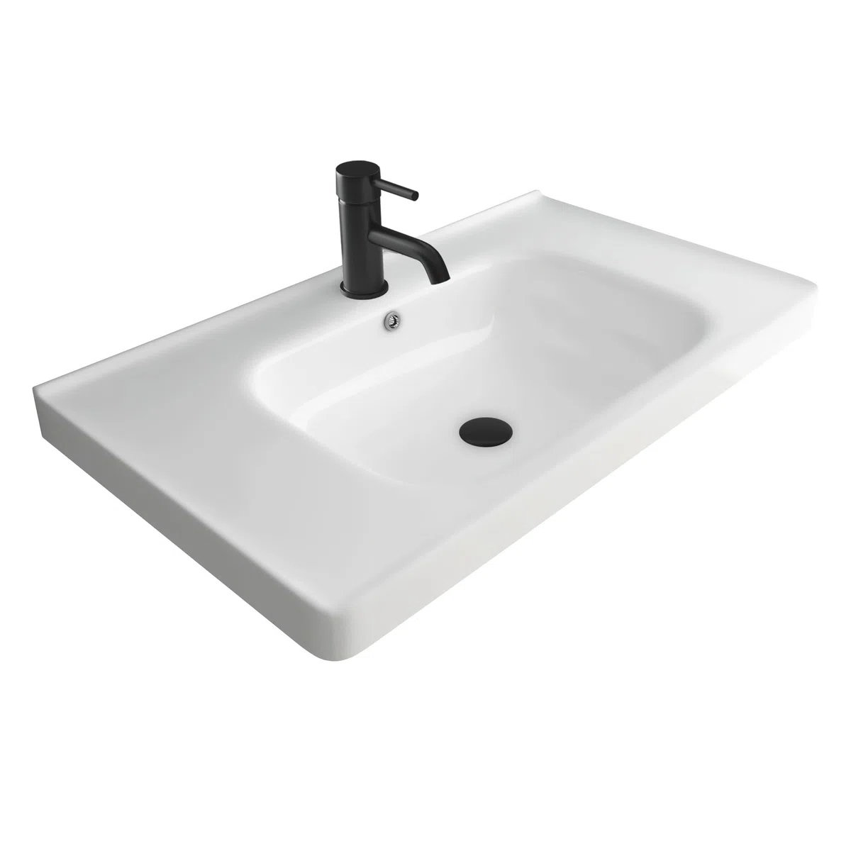Alpenberger Waschbecken 80 cm Breit | Gäste WC & Badezimmer | Waschtisch Eckig | Hängewaschbecken Wandmontage | Handwaschbecken Made in Europa | Bathroom Sink für Moderne Waschplätze