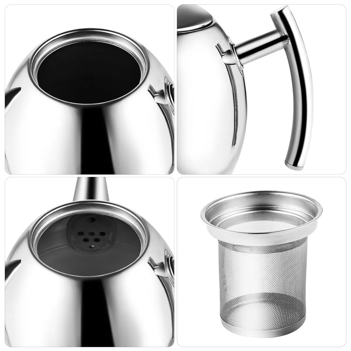 ColdShine 1,5 L Teekanne Edelstahl mit Siebeinsatz Teebereiter Thermo Doppelwandig Kaffeekanne mit Tee Sieb und Isoliertem Griff Campingkessel