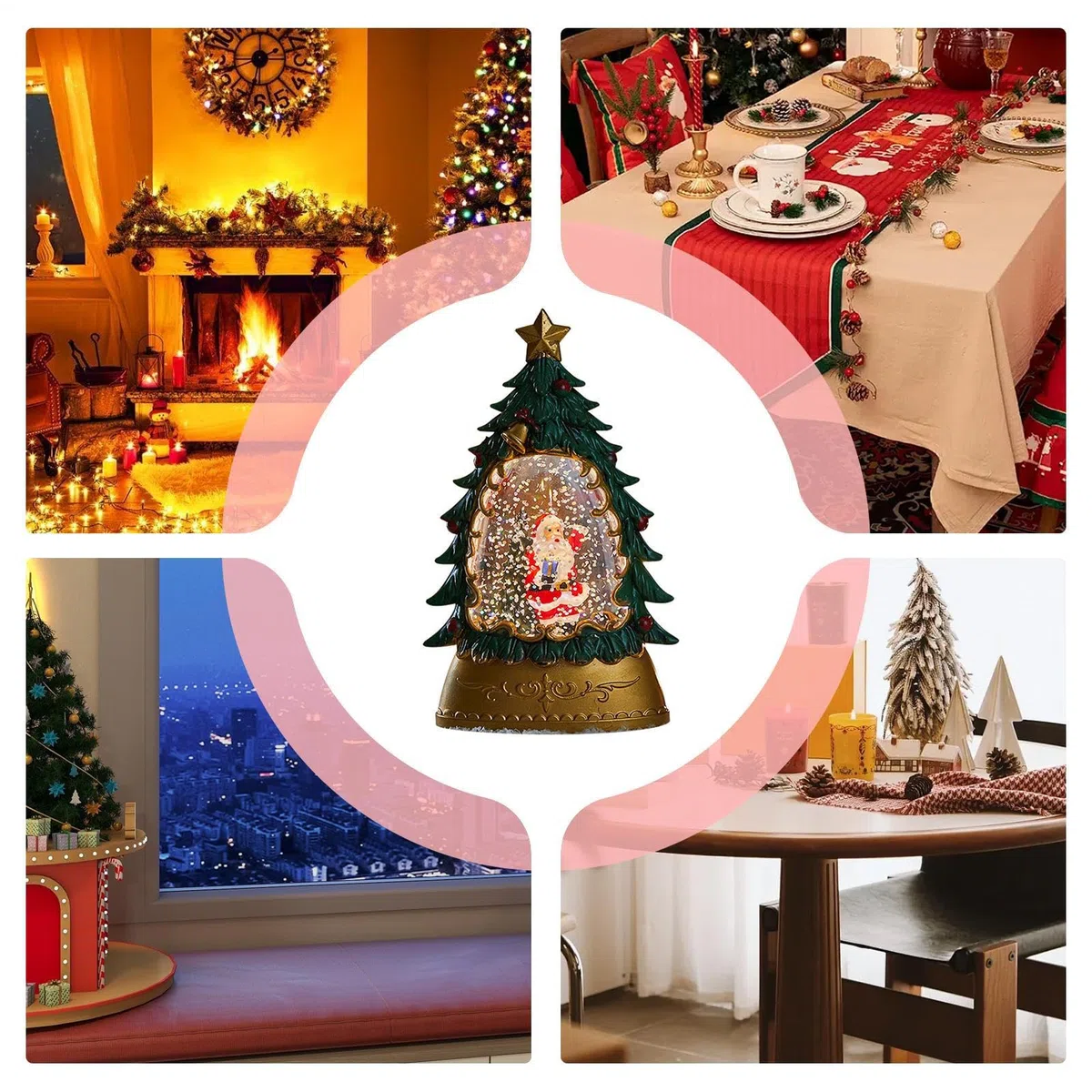 Weihnachts Schneekugel Deko - Weihnachtsmann Schneekugel mit Licht - Batteriebetriebene Weihnachtsdekoration Für Wohnzimmer Garten Balkon Schlafzimmer Unter Dem Baum