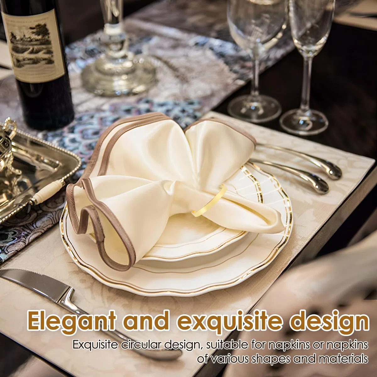 100 Stück Serviettenringe Gold, Elegante Metall Serviettenring Serviettenschnallen, Serviettenring Metall, Servietten Ringe für Hochzeit, Weihnachten, Familie Sammeln, Esstischdekoration