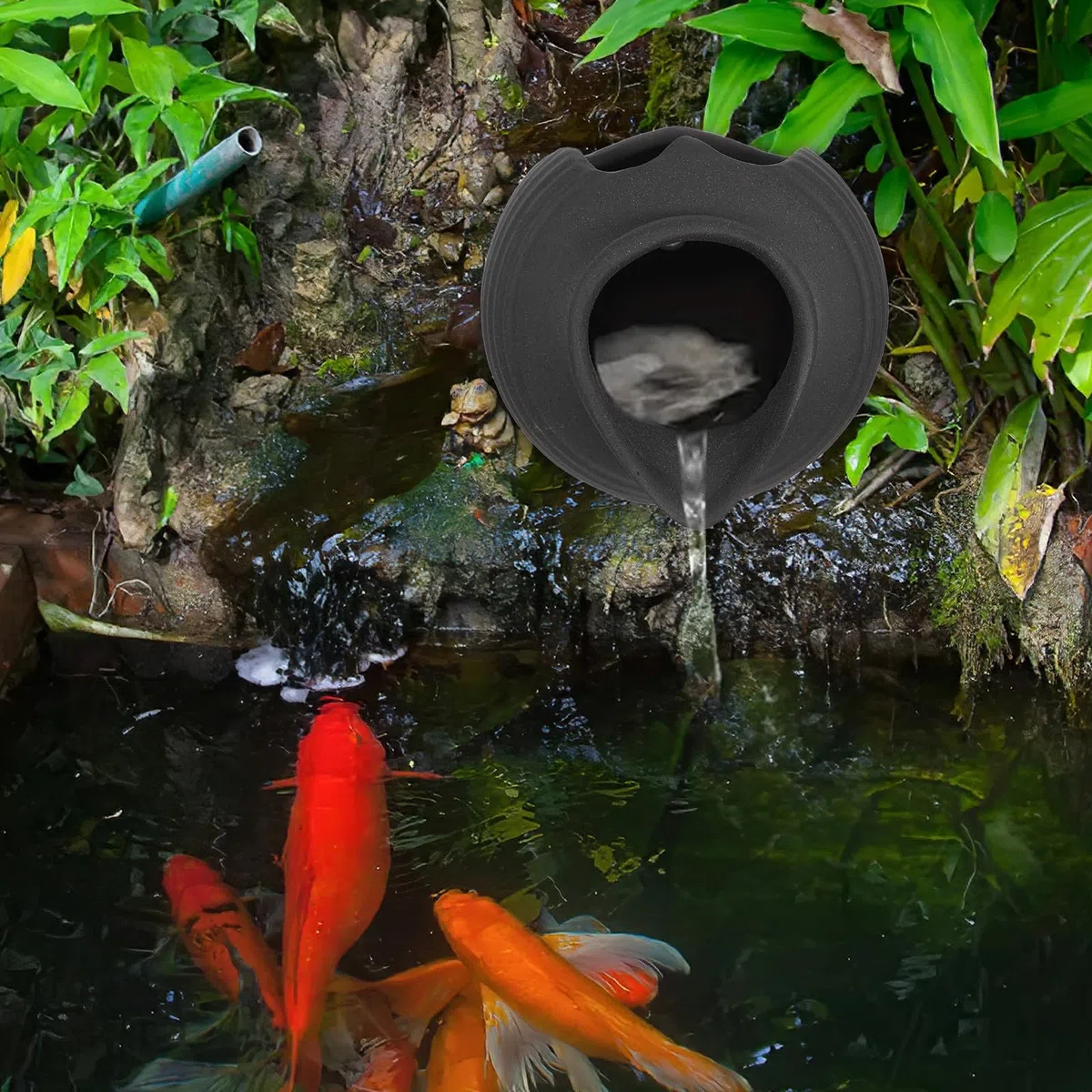 Aquarium Wasserbrunnen Keramikgefäß mit Wasserzirkulation Klein Dekorativer Gartenbrunnen für Balkon und Innenhof