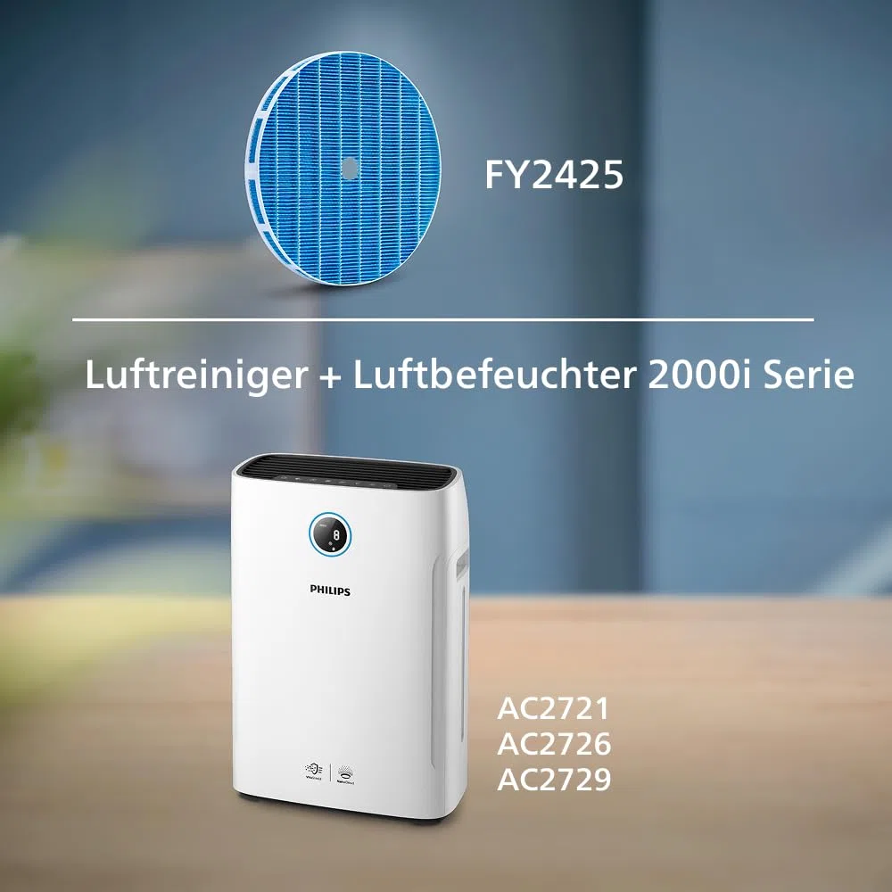 Philips Original NanoCloud Luftbefeuchtungs-Ersatzfilter für 2-in-1 Luftreiniger und Luftbefeuchter der 2000i Serie AC2721, AC2726, AC2729, 6 Monate Lebensdauer (FY2425/30)