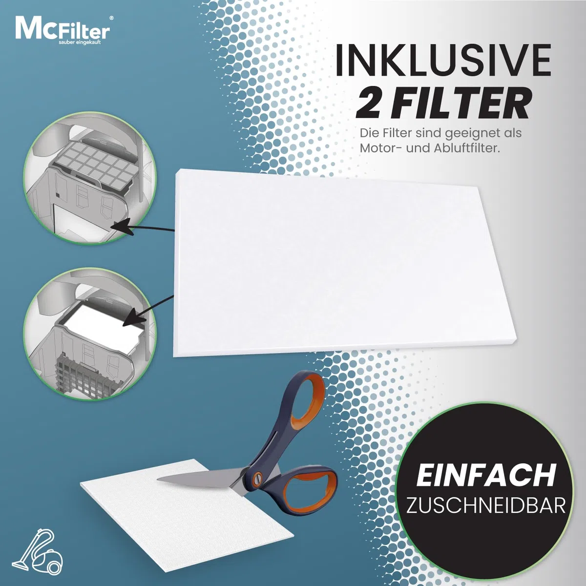 McFilter I 20 Staubsaugerbeutel kompatibel mit Swirl S62, S67, S73 I geeignet für Siemens, Bosch I S 62 S 67 S 73 I 5-lagig I inkl. 2 Mikrofilter, Kunststoffdeckscheibe & Klappverschluss