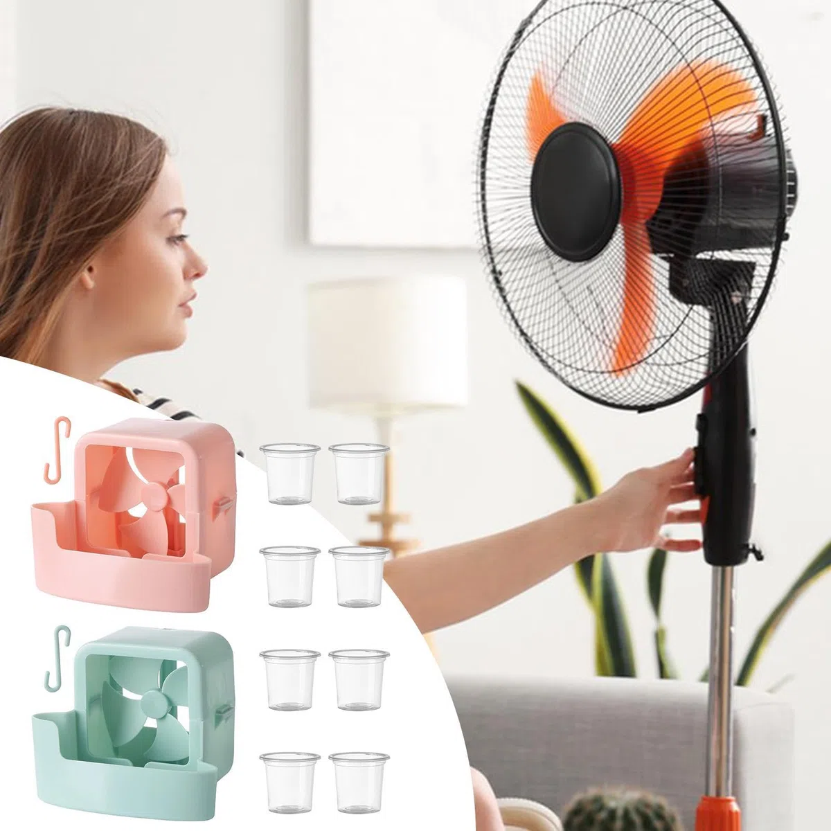 Doppelteiliges Windkühlungszubehör – Ventilator-Kühlaufsatz, -Luftstromverstärker-Set, Hakenmontierter Temperaturreduzierer, tragbare Sommer-Komfortlösung für drinnen und draußen, Wohnzimmer
