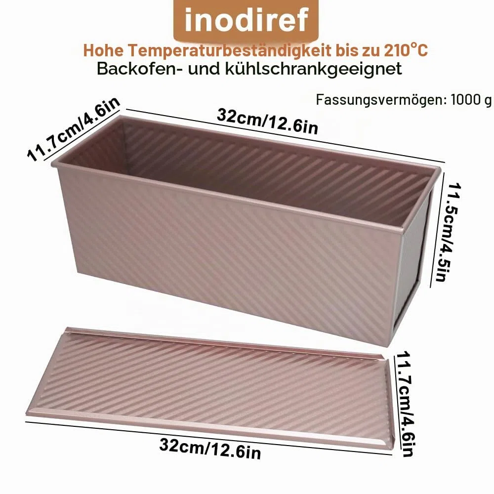 Toastbrot Backform Mit Deckel 1000g Teig Antihaft Kastenform Mit Deckel, Roségold Brotbackform Mit deckel Kohlenstoffstahl Toastbrot backform, zum Backen von Kuchen und Sandwiches im Backofen